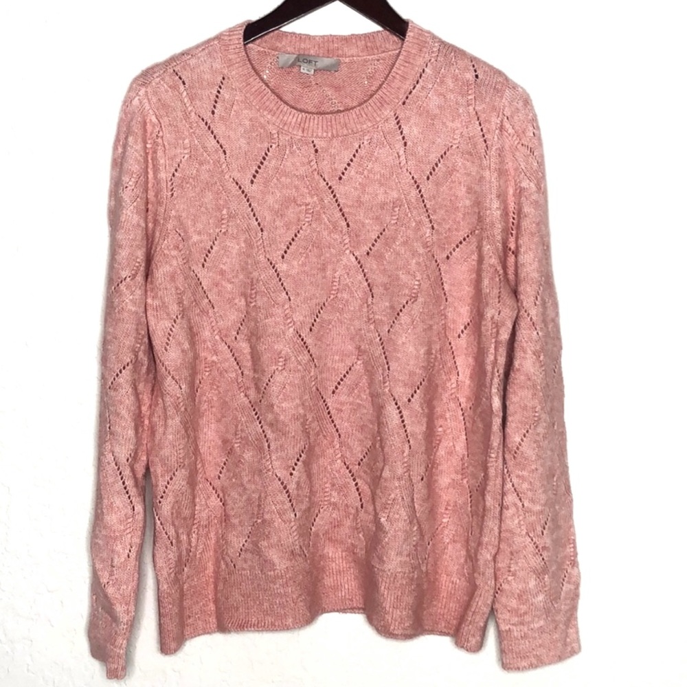 Loft pink knit scoop neck sweater size XL - Picture 1 of 2